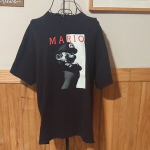 Vintage Y2K Mario Scarface Graphic Print T Shirt Adult Size L Large Black White